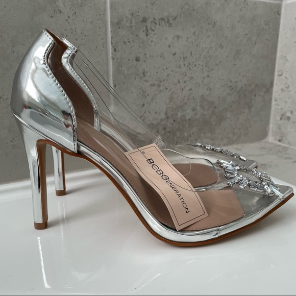 BCBGeneration Clear Rhinestone Ornament Pump Size 8 Women - Picture 9 of 16